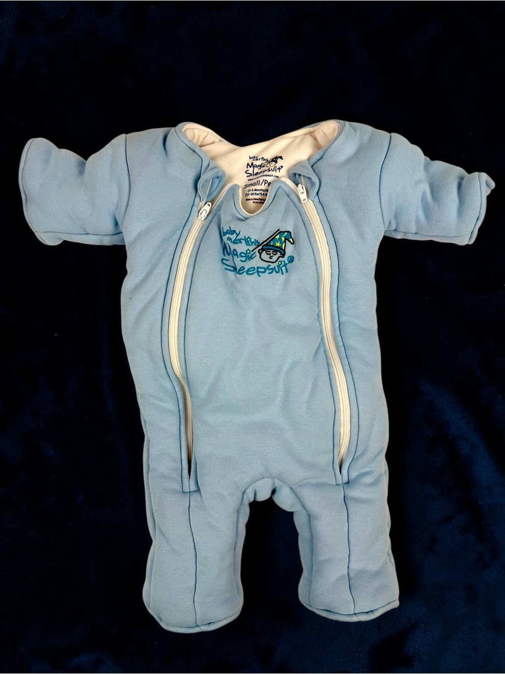 Baby Merlins Magic Sleepsuit Blue Cotton Small 3-6 Months 12-18 lbs